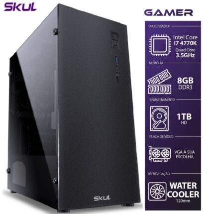 Computador Gamer 7000 - G4770K1T8W - I7 4770K 3.5Ghz 4ª Ger. Mem. 8Gb Ddr3 Hd 1Tb Hdmi/Vga Water Cooler 120Mm