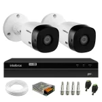 Kit 2 Câmeras Bullet HD 720p VHL 1120 B Infra 20m HDCVI + DVR Gravador de Video Inteligente Intelbras MHDX 1204 4 Canais